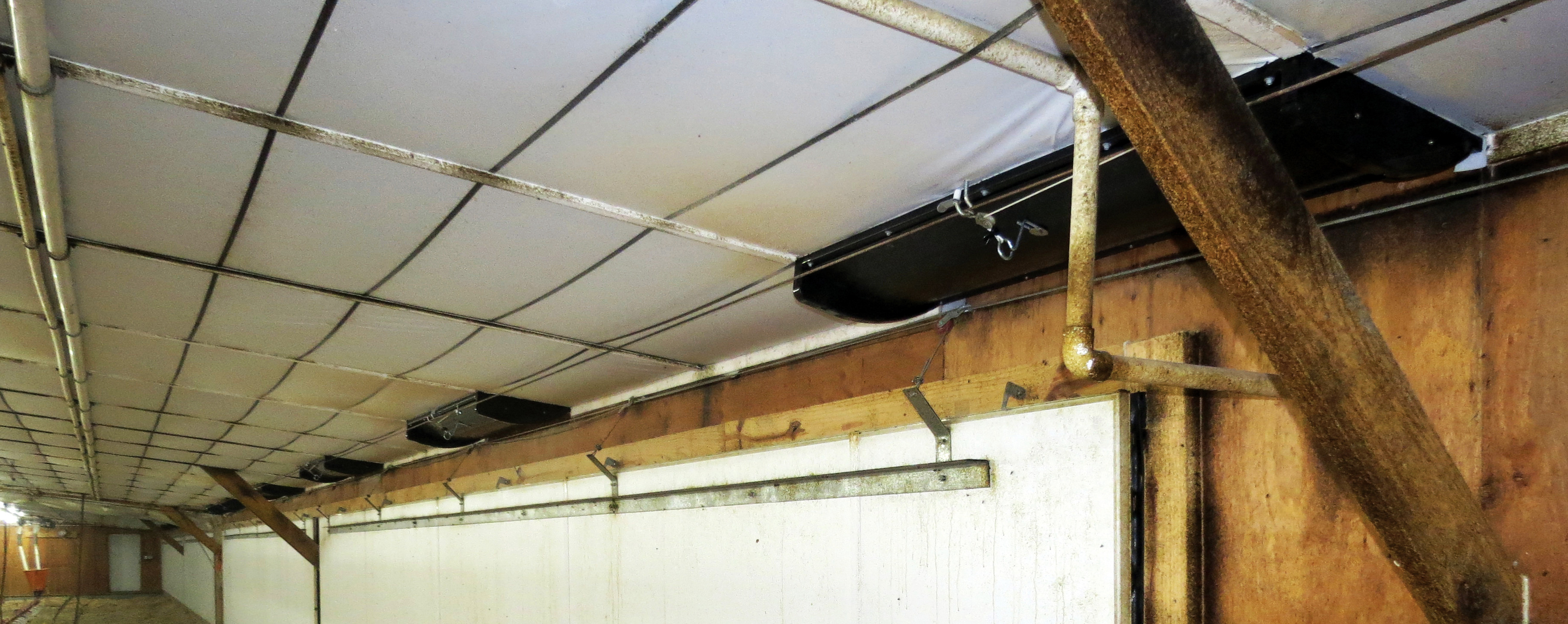 CSW4612 Inlets in Poultry House - RGB CSW4612 Ceiling Sidewall Inlet in Poultry House